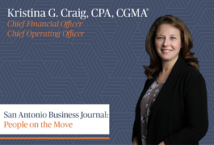 Sendero | Kristina G. Craig, CPA, CGMA®, is Recognized in San Antonio Business Journal